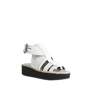 IXOS White Leather Sandals Buckle Platform Shoe Womens Size 9/9.5 EUR 40
